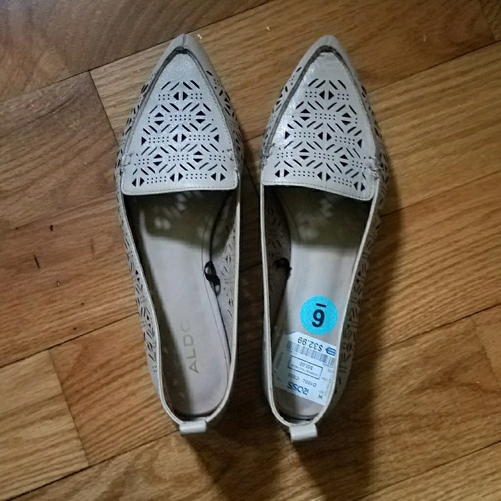 Creamy Beige Aldo Leather Flats